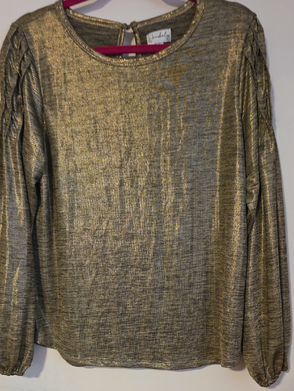 Wonderly Metallic Gold Long-Sleeve Top